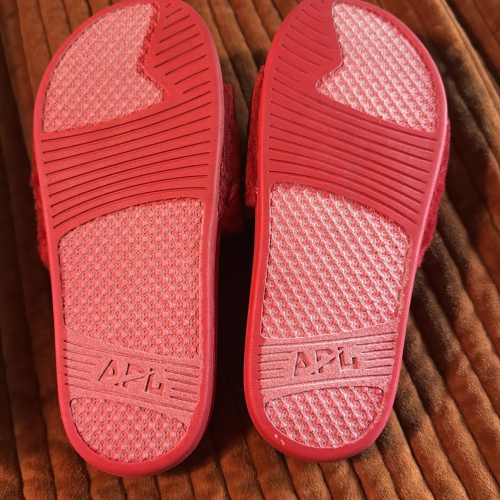 APL Red Furry Slide Sandals - Picture 3 of 4